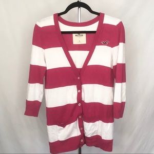 Hot Pink and white stripped cardigan